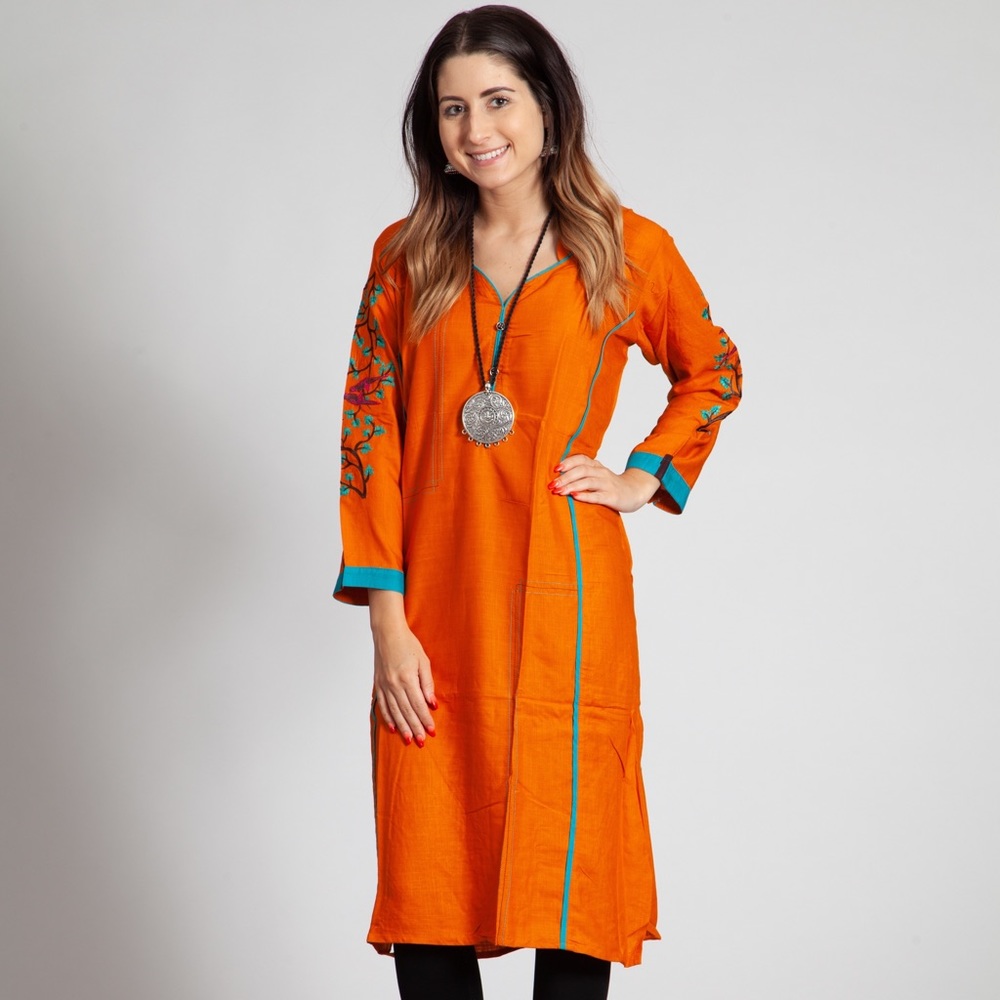 Beautiful orange Indian kurti - tunic top